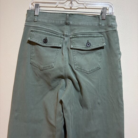 Spanx Stretch Twill Cropped Wide Leg Pant Green - Picture 8 of 14